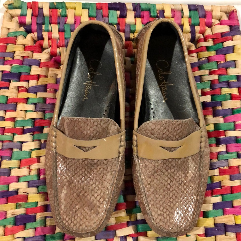 Cole Haan Snake Skin Print Penny Loafers